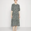 Marimekko Absidi Tuulahdus Dress - Jurk - Black/Green/Off-White