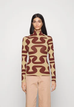 Marimekko Sentti Koukero Turtleneck Top - Longsleeve - Light Yellow/Dark Red