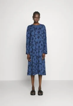 Marimekko Tienoo Unikko Jersey Dress - Jerseyjurk - Blue, Dark Blue