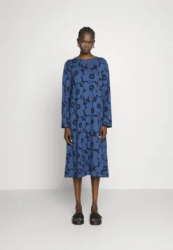 Marimekko Tienoo Unikko Jersey Dress - Jerseyjurk - Blue, Dark Blue