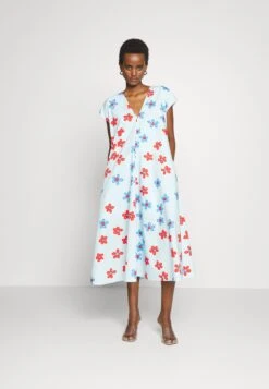 Marimekko Meret Demeter- Jurk - Light Blue, Blue, Red