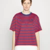 Marimekko Kioski Tasaraita Oversized Shortsleeve - T-Shirt Print - Blue/Red