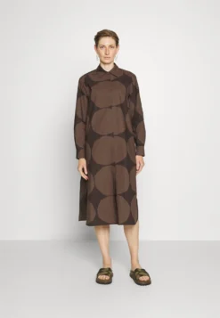 Marimekko Runoelma Dress - Blousejurk - Dark Brown, Brown