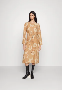 Marimekko Tyväri Unikko Dress - Jurk - Beige, Brown