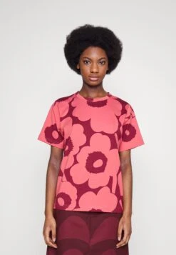 Marimekko T-Shirt Print - Dark Red/Pink