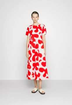 Marimekko Fenja Pulloposti Poplin Dress - Maxi-Jurk - Red