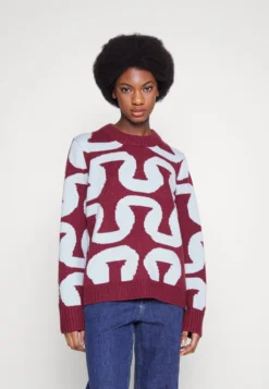 Marimekko Eksa Koukero - Trui - Dark Red/Blue