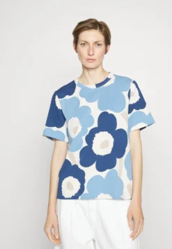 Marimekko Kioski Erna Unikko - T-Shirt Print - Blue/White