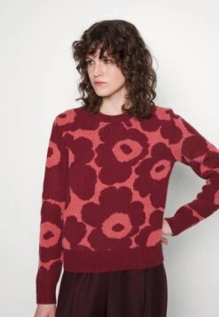 Marimekko Silfa Unikko Jumper - Trui - Dark Red/Pink -Marimekko Winkel 87e29de1bcce4ecd8b71f481ee2d38e2