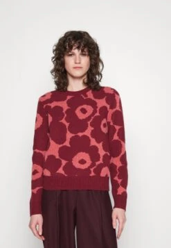 Marimekko Silfa Unikko Jumper - Trui - Dark Red/Pink
