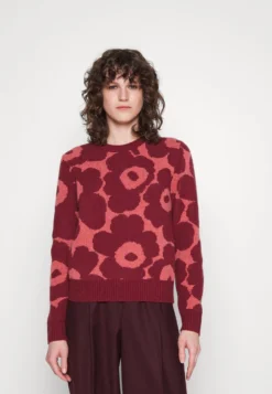 Marimekko Silfa Unikko Jumper - Trui - Dark Red/Pink