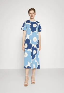 Marimekko Kioski Petrun Unikko Dress - Jerseyjurk - Blue/Dark Blue/Off-White