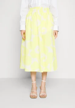 Marimekko Garrel Unikko Cotton Poplin- A-Lijn Rok - Yellow/White