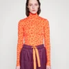 Marimekko Pilke Unikko Turtleneck - Longsleeve - Red/Orange