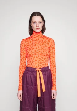 Marimekko Pilke Unikko Turtleneck - Longsleeve - Red/Orange
