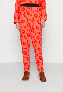 Marimekko Elna Unikko - Broek - Red/Orange