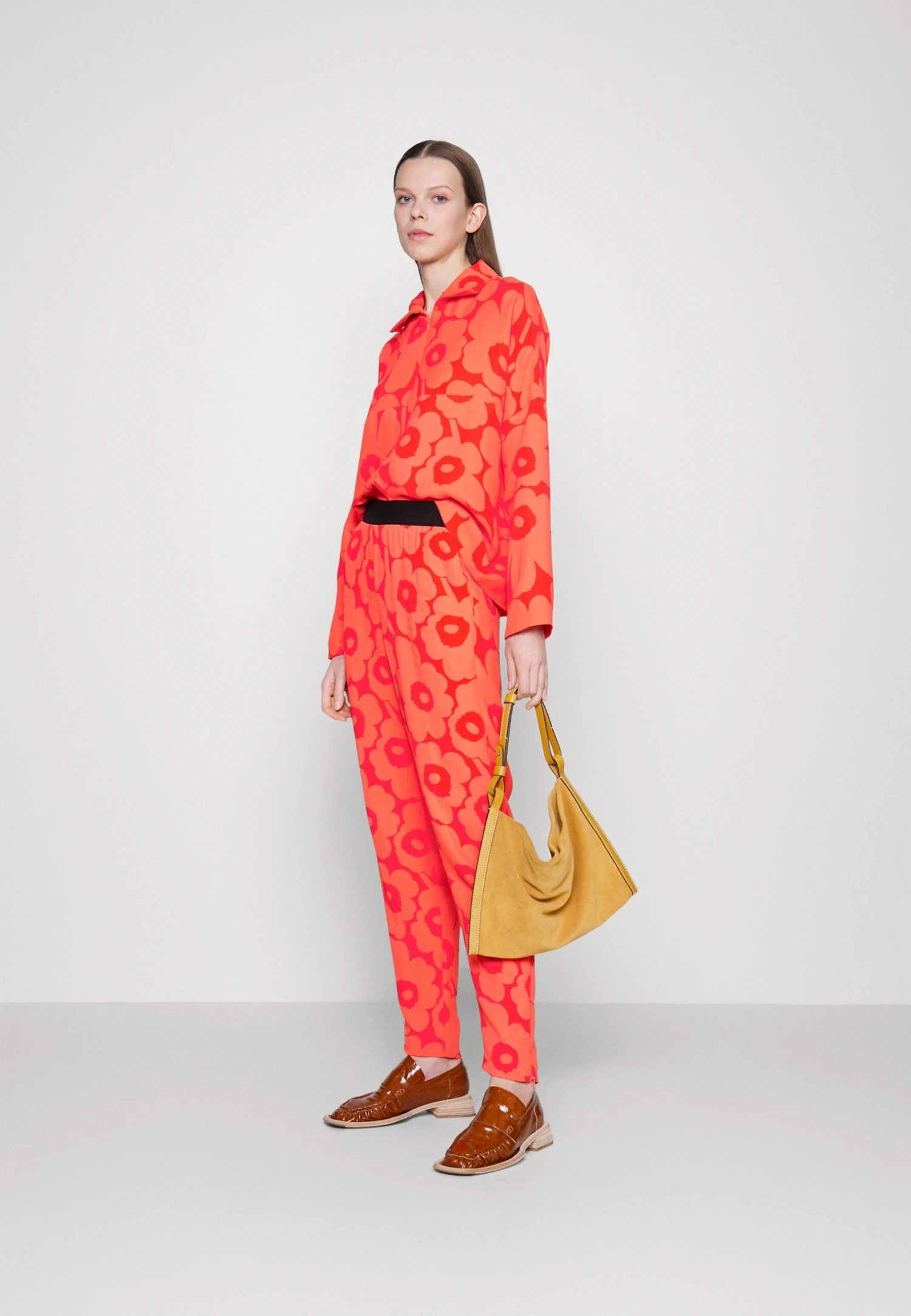 Marimekko Nelma Unikko- Blouse - Red, Orange 2 Marimekko Nelma Unikko- Blouse - Red, Orange - Afbeelding 2