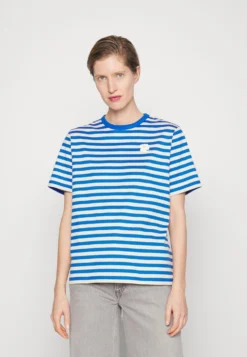 Marimekko Tasaraita Relaxed Shortsleeve- T-Shirt Print - Blue/Off-White