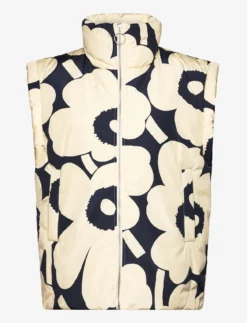Marimekko HUURRE UNIKKO DOWN VEST - DARK BLUE, YELLOW